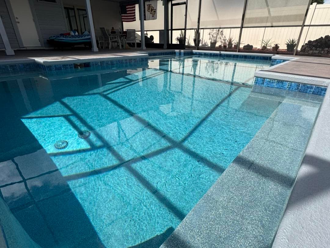 Crystal clear pool after Water's Edge cleaning service